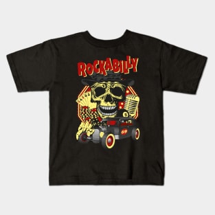 Rockabilly Skull Hot Rod Kids T-Shirt